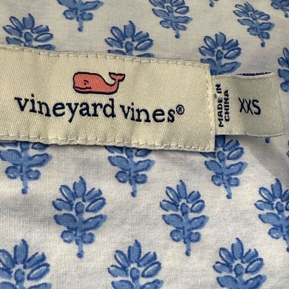 Vineyard Vines Tunic Dress Size XXS Blue Otomi with Pink Tassel - Picture 2 of 5